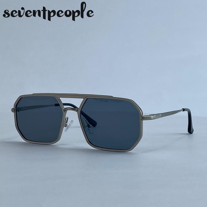 Steampunk Metal Square Sunglasses Men  Luxury Brand Vintage Double Beam Driving Sunglass Trendy Punk Shades For Male UV400