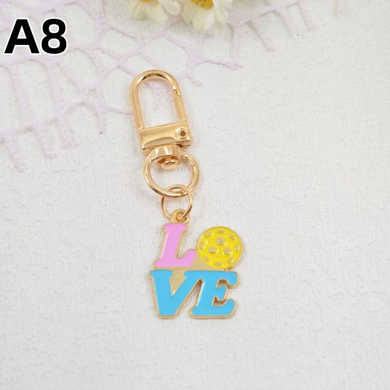1/5Pcs Creative Pickleball Racket Metal Keychain Colorful Hollow Golf Ball Keychains Dink Ball Fans Party Gift Bag Pendant