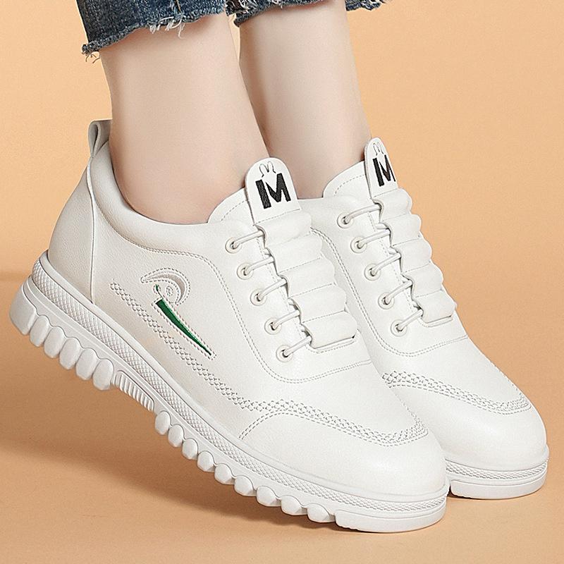Women Water Proof Solid Comfort Sneakers Breathable Sports Shoes Outdoor Walking Flats Spring Casual Soft Leather Shoes