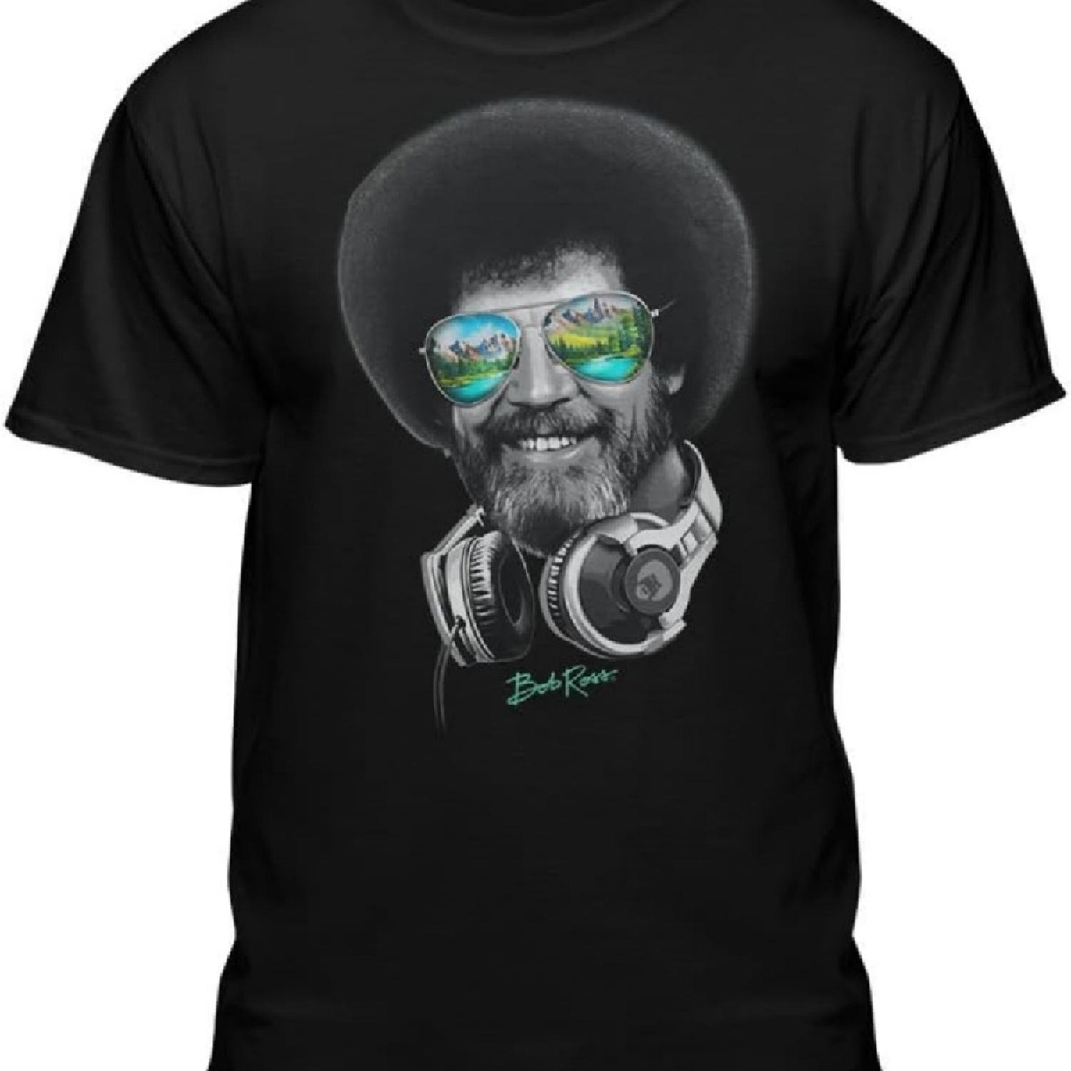 

DJ Bob Ross Officially-Licensed Headphone & Shades Men and Women Short Sleeve T-Shirt (Multiple Colors) S