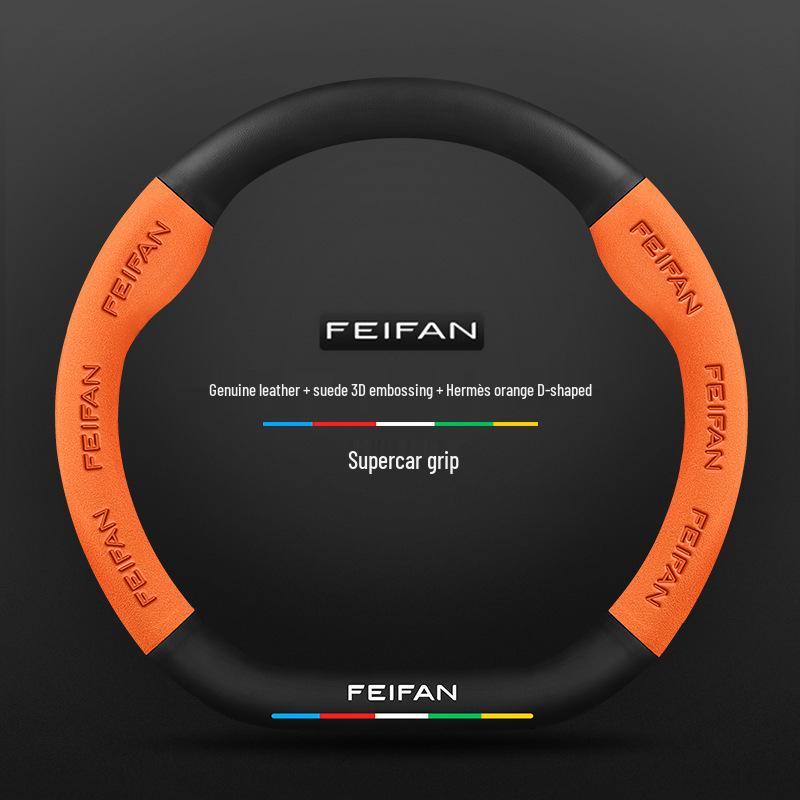 Suede Genuine Leather Steering Wheel Cover for Rising Auto F7, ER6, MARVEL R, R7