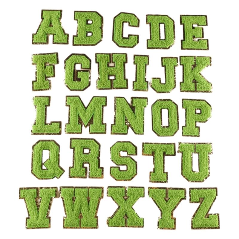 26Pieces Embroidered Letter Sew On Patches Embroidery Applique Letter Sew On Yarn Patches for Clothing Jeans Jackets