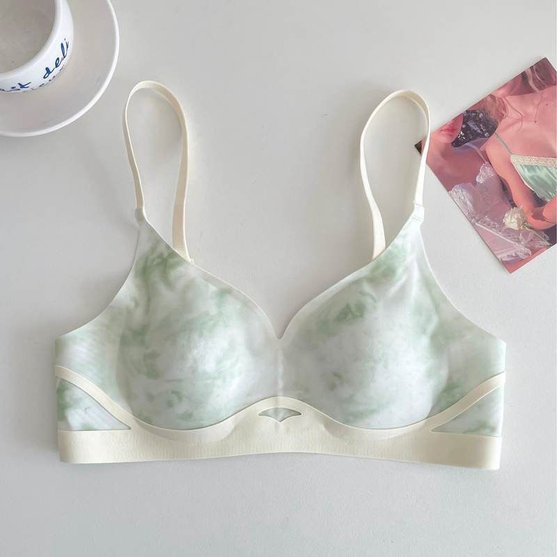 Tie-Dye Style Thin Seamless Women's Bra for Big Breasts To Look Smaller and Slimmer Breathable Anti-Drooping Side Boob Control Underwear