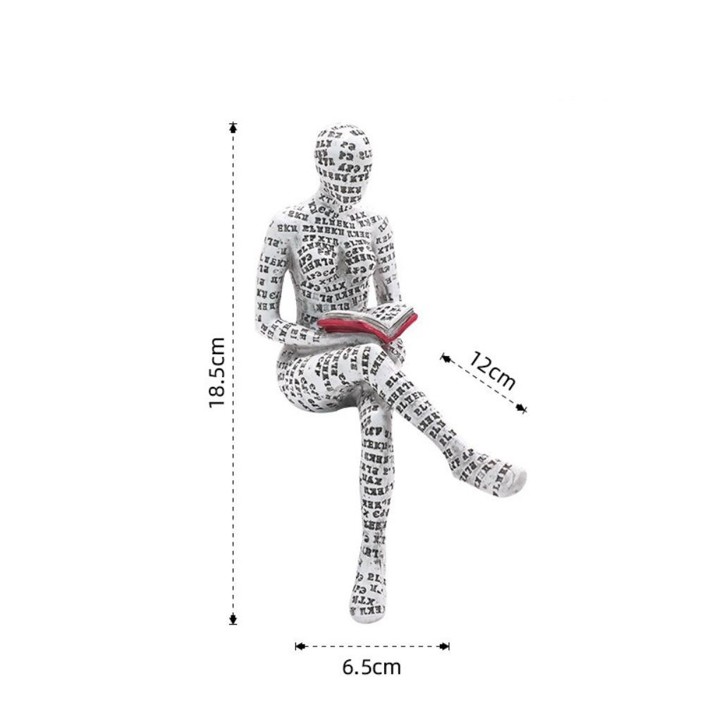 Creative Mini Reading Woman Figurine Thinker Style Nordic Modern Abstract Sculptures Resin Simple Art Sculpture Bookshelf Decor