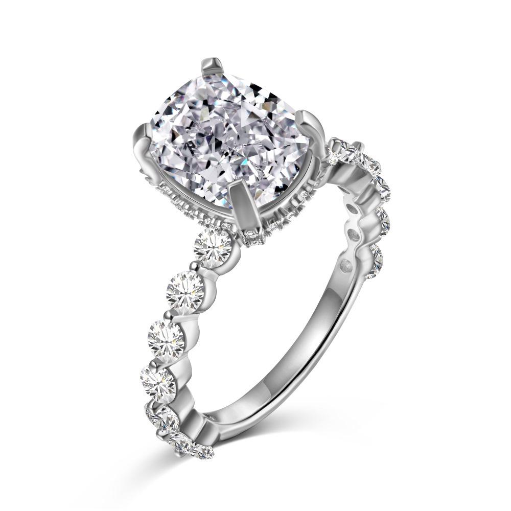S925 Sterling Silver Women s Oval Ice Flower Cut Cubic Zirconia Ring (4 Carat, 4-Prong) Size 8