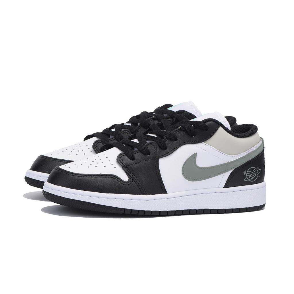 Jordan Air Jordan 1 Abrasion Resistant Slip Resistant Low Top Vintage Basketball Shoes Men's Black Gray 553558-131(Team85-)