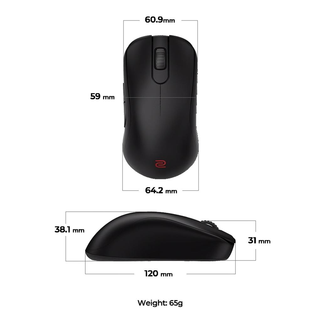 ZOWIE Wireless Gaming Mouse Wireless Receiver S2-DW (Medium Profile/Ambidential/65g/3950 Sensor/4000Hz/Enhanced Included/Right-Handed/Plug & Play)