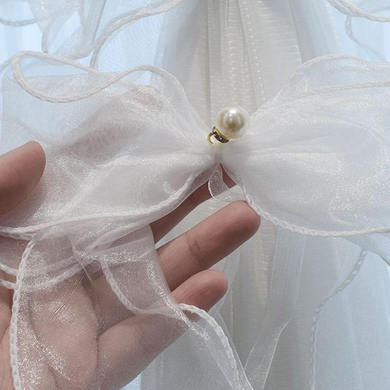 Modern Chemical Fiber Curtain Strap Organza Lace Bow Belt White Curtain Holder Curtains Decorative Accessories