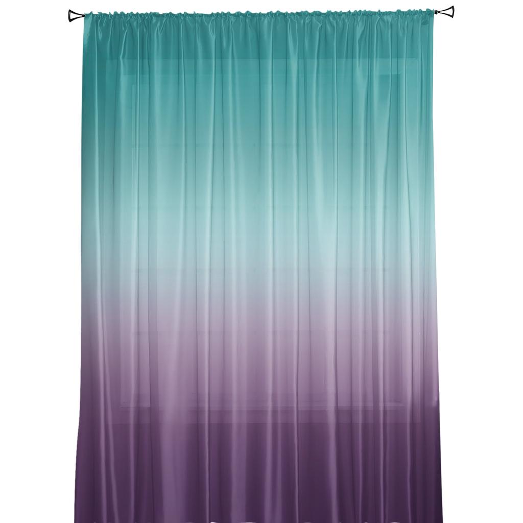 Cyan Turquoise Purple Gradient Sheer Curtains For Living Room Bedroom Tulle Window Drapes For Kitchen Decoration