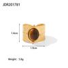Retro Stainless Steel Gemstone Ring with Gold Band Jewelry From The Vintage Era