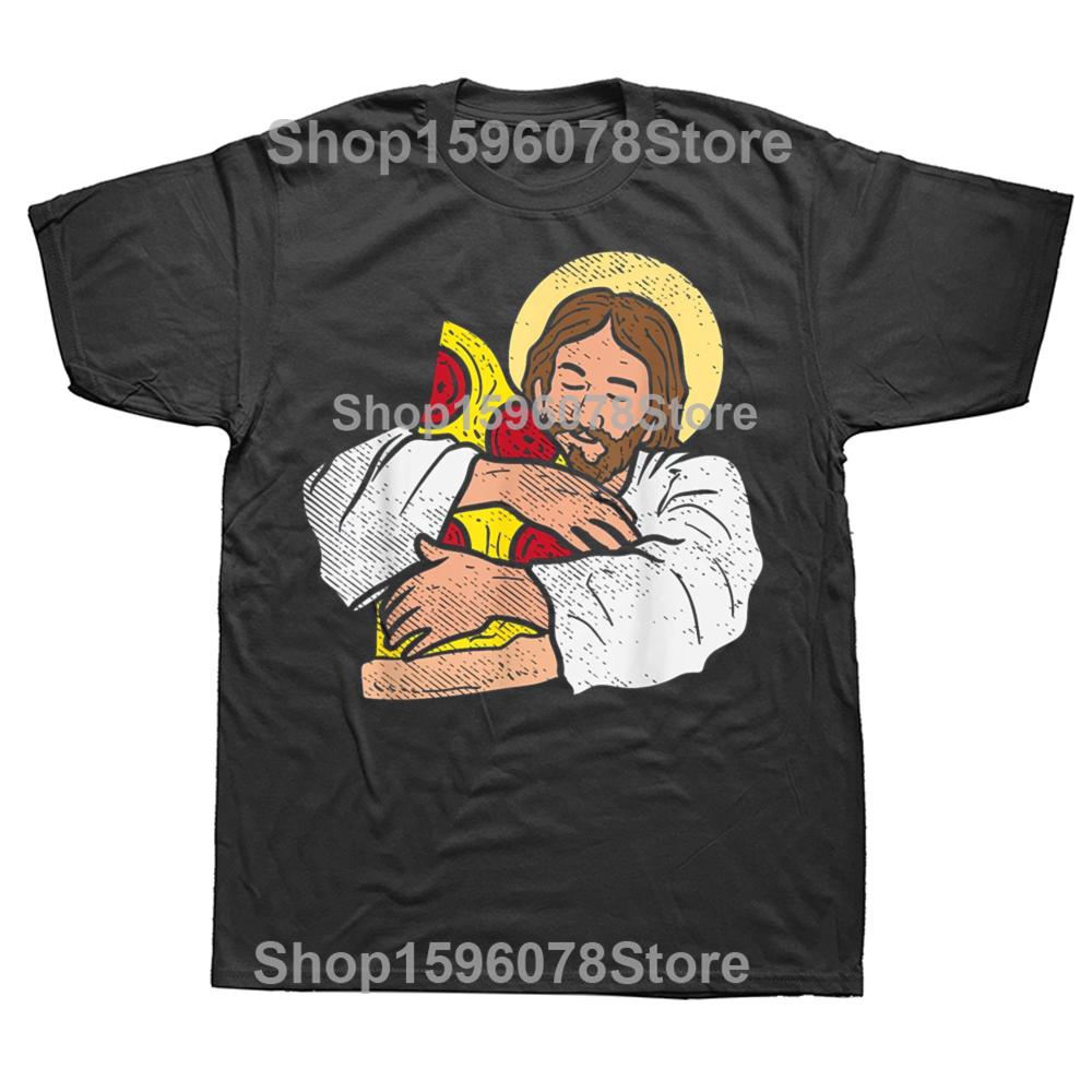 100% Cotton Food Lover Jesus Pizza Funny God Christ Snack Christian Gift T-Shirt MEN WOMEN UNISEX T Shirts