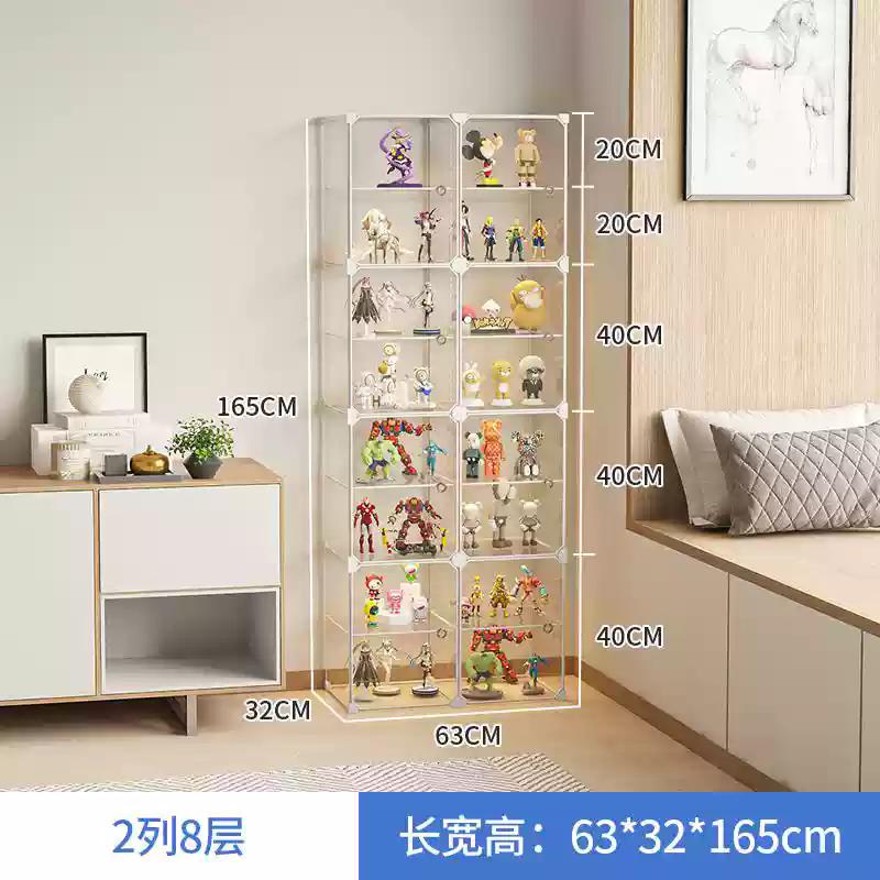 Toy Display Cabinet Home Use Toy Shelf Transparent Storage Box Small Figurines Model Display Rack Living Room Organizer