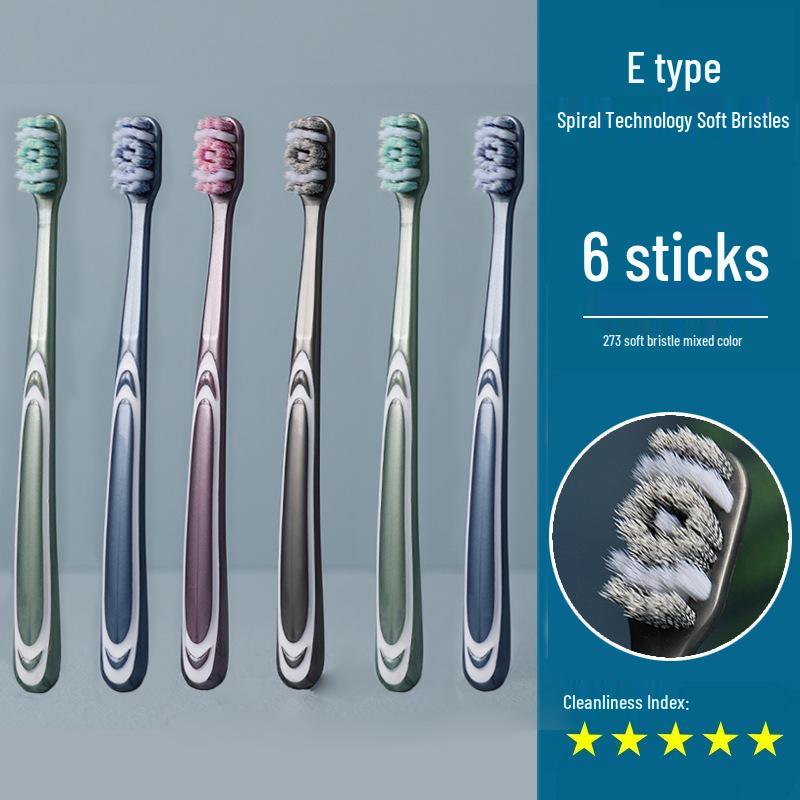 360° Medium-Hard Bristle Toothbrush for Effective Stain Removal - Spiral Filament, Soft Bristle, Adult Size