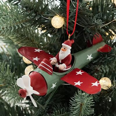 Retro železný vánoční přívěsek starožitný styl Santa Claus letadlo vánoční stromeček závěsná dekorace ozdoby sněhulák dekorativní