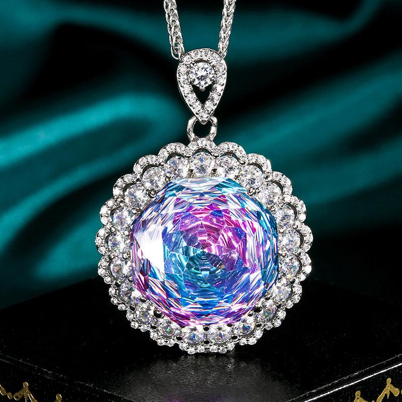 Popular Jewelry Copper Bottom Gold-Plated Rose Cut Dragon Fruit Color Light Luxury Set Main Stone 18Mm