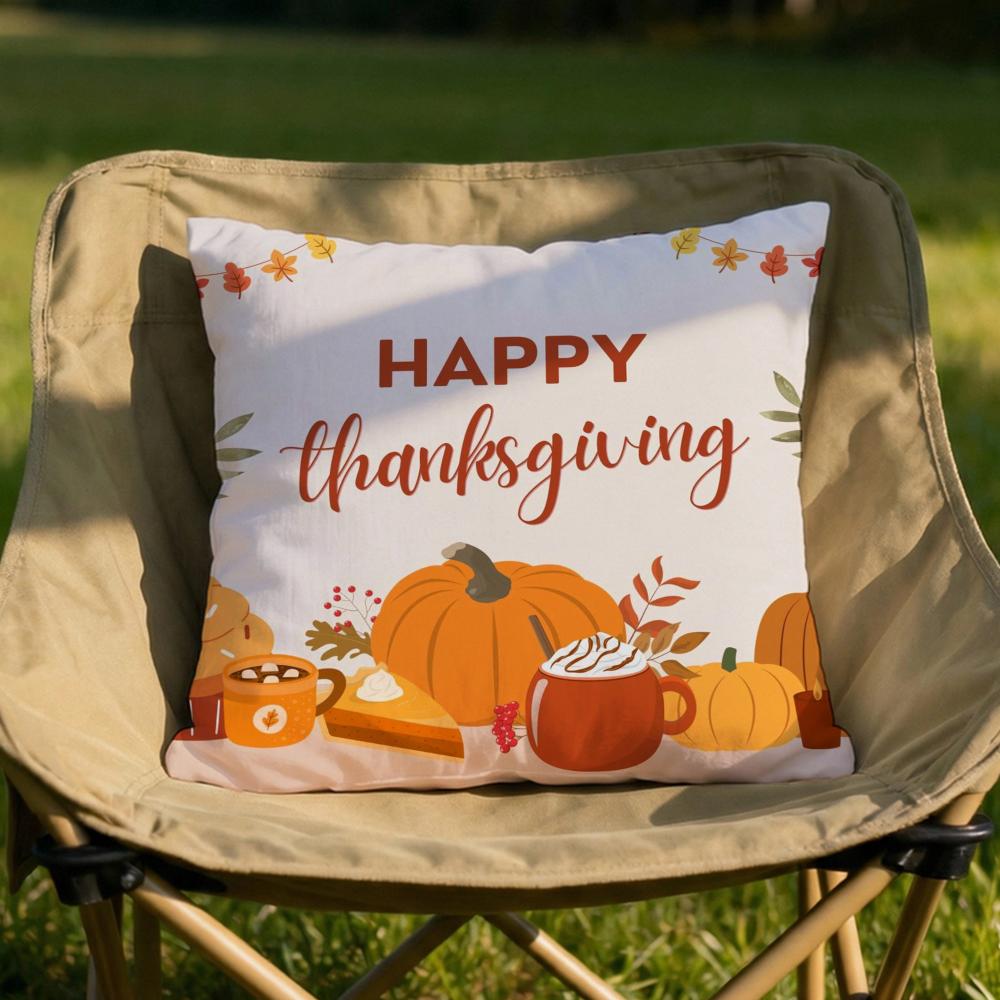 Thanksgiving Pumpkin  Maple Cushion Cover Soft Reversible  Durable Pillow Cover  MultiScene Use for Home  Car Daily Comfort