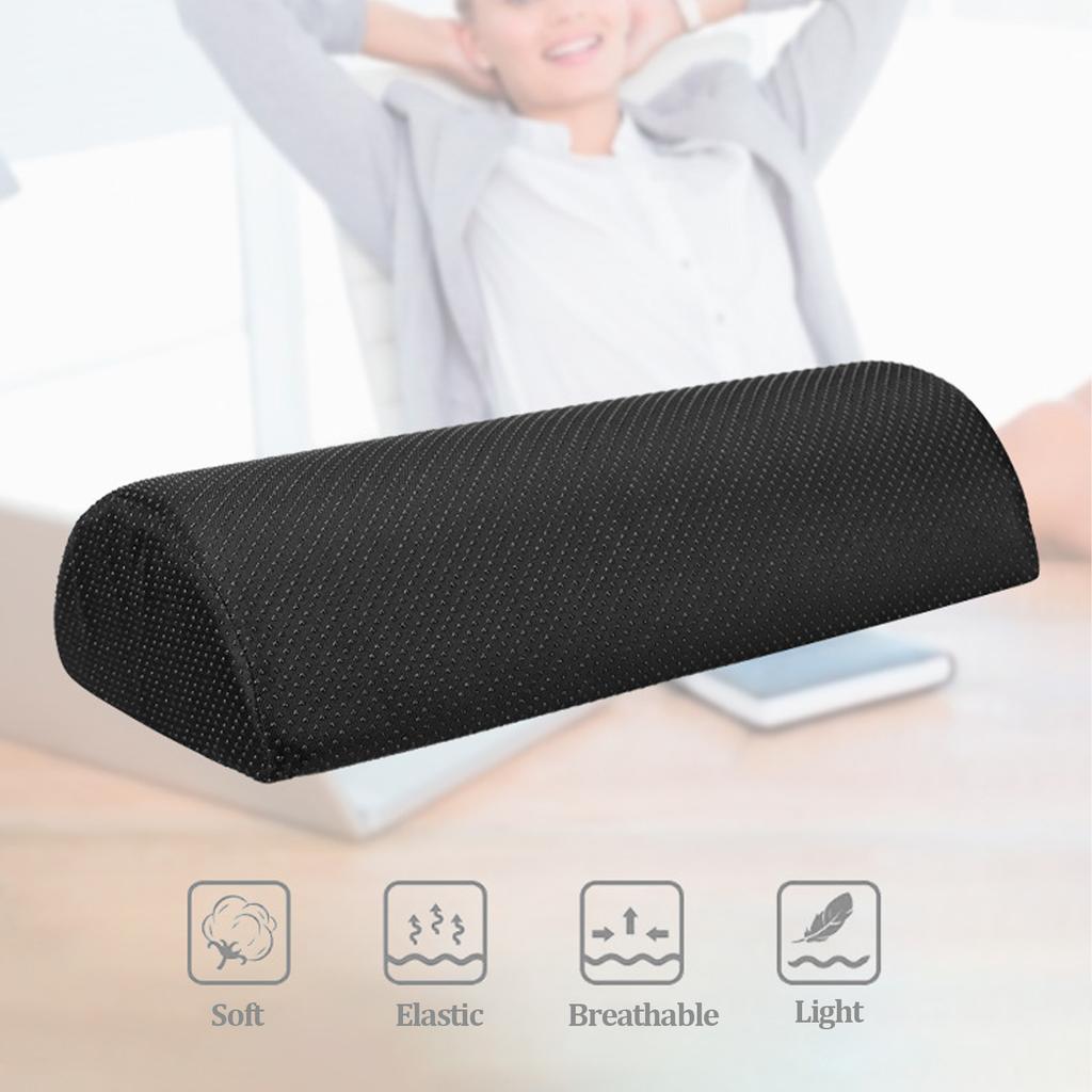 Under Desk Footrest Semi Circular Shape Memory Foam Foot Massaging Relaxing Office Foot Rest Accessories Black