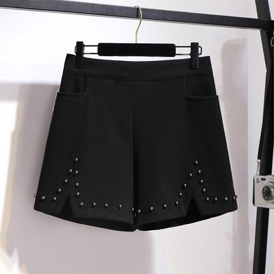 Summer Plus Size Temperament Studded Slit Shorts Women's Casual Slim Shorts Loose High Waist Shorts