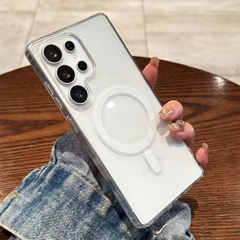 For Magsafe Magnetic Charge Transparent Phone Case For Samsung Galaxy S25 S24 S23 Ultra S22 Plus S21 FE Lear Acrylic Slim Cover