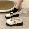 Lightweight platform sole Mary Jane shoes women's shoes 2025 new one-line butterfly buckle single shoes black non-slip muffin small leather shoes