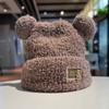 Solid Color Knitted Warm Cap Thickened Bear Ear Hat Fashion Plush Cap  Winter Outdoor
