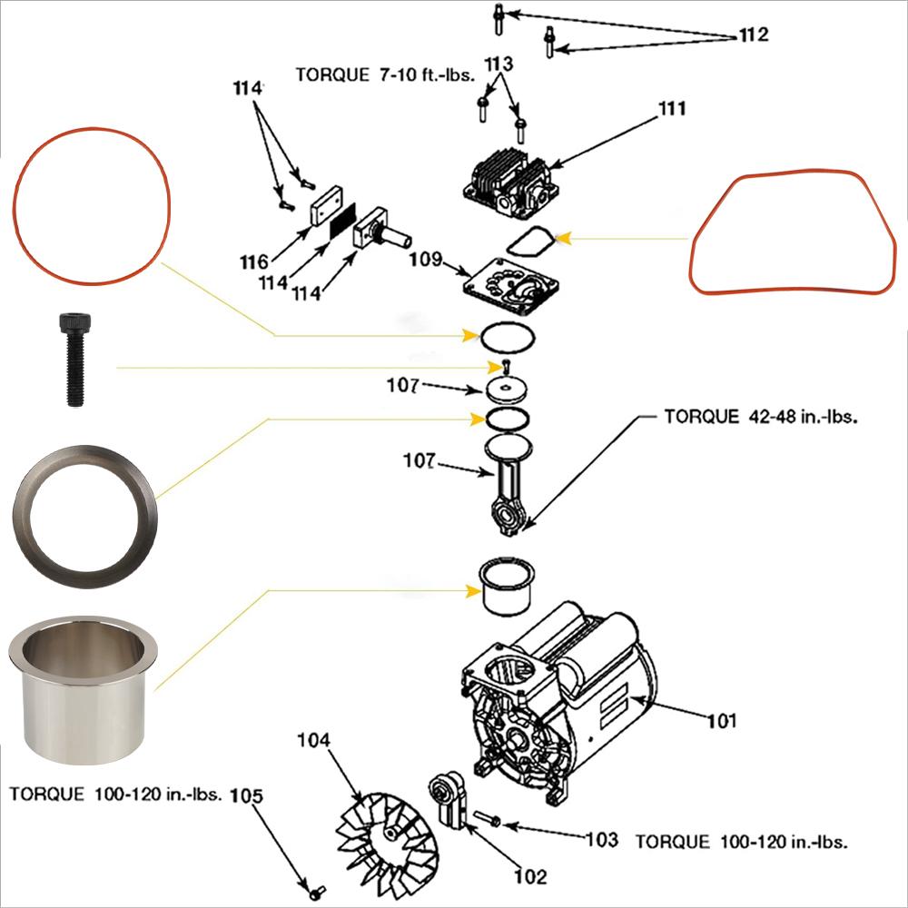 K-0650 Air Compressor Cylinder Sleeve ,  Cable Air Compressor Service Kits For Craftsman Devilbiss Porter Cable Air Compressor