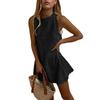 Women's Spring/Summer Solid Scalloped Trim Sleeveless Casual Dress