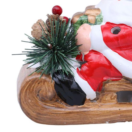 Santa Sleigh Figurine Light Up Ceramic Santa Claus Statue LED