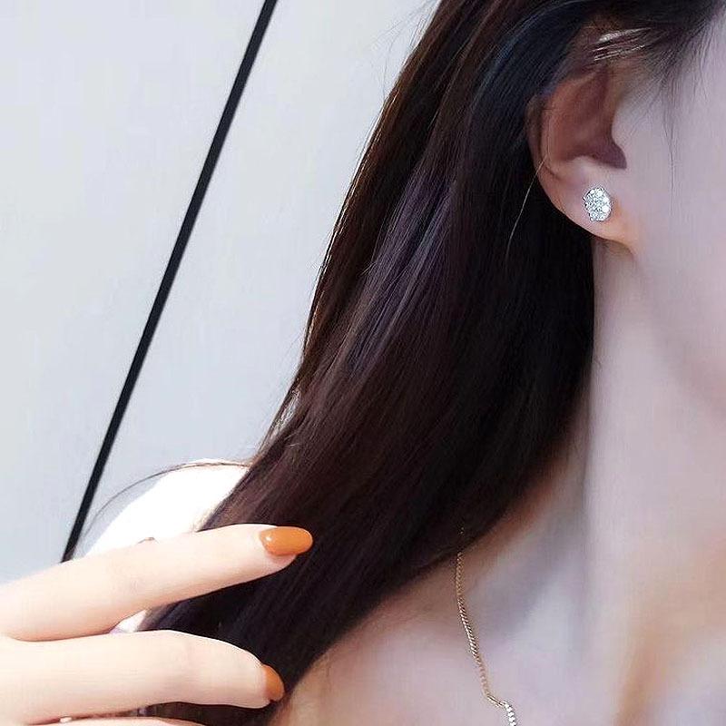 Full Diamond Oval Stud Earrings For Women, Korean Exquisite Mini Light Luxury Commuter Earrings