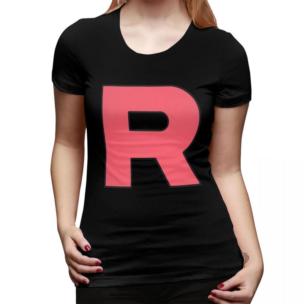 Letter R Team Rocket Logo TShirt for Women ONeck Streetwear T Shirts Womens Tees Short Summer Clothes Tops