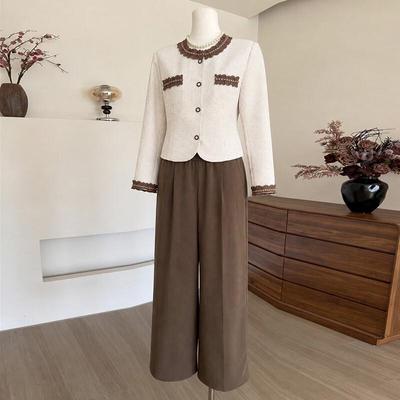 Women's Elegant Tweed Pearl-Embellished Set
