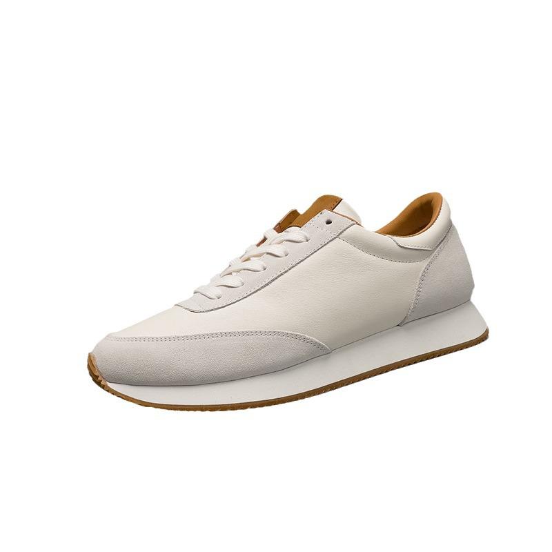 European Luxury Men's Genuine Leather Casual White Shoes - Trendy Summer Forrest Gump Style