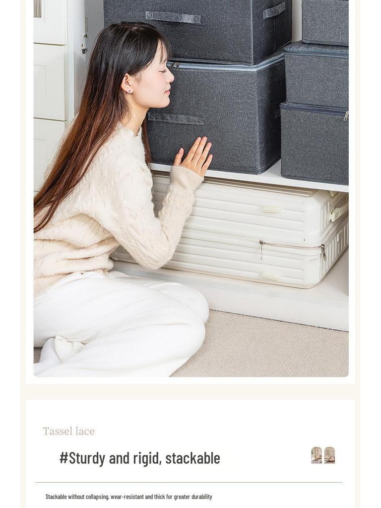 Foldable Dustproof Clothes Storage Box with Lid for Wardrobe