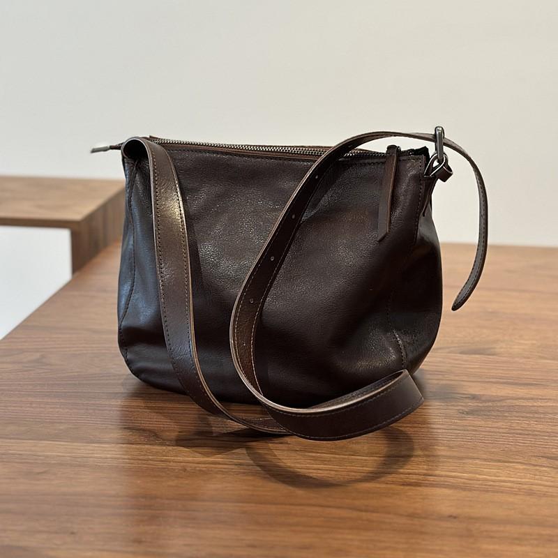 Johnature Simple Genuine Leather Women's Shoulder Bags Nature Soft Cowhide Solid Color Versatile Crossbody Bags