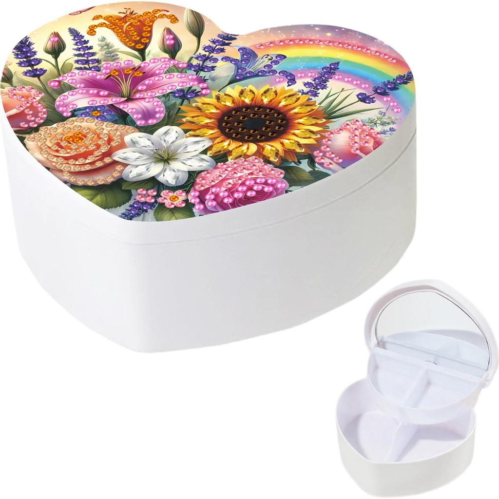 DIY Diamond Painting Handmade Storage Box Partial Drill Crystal Storage Case Kit Heart-Shaped Jewelry Box for Home Decor
