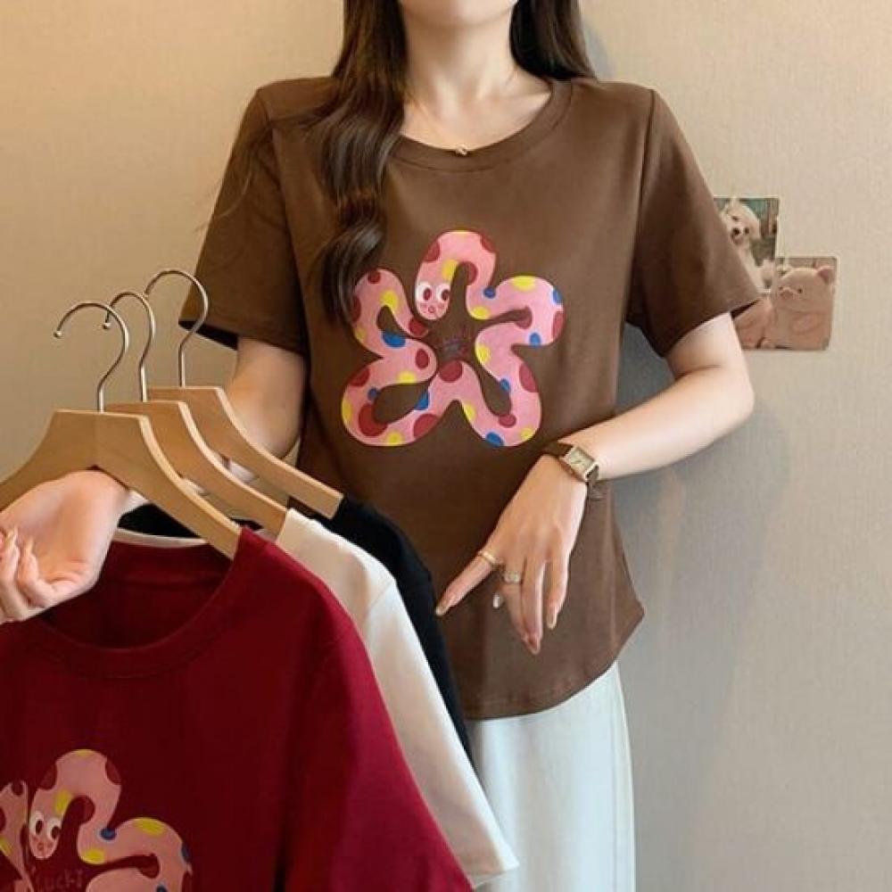 Navava NT2353 CuTe PrinTing Round Neck ShorT Sleeve T shirT