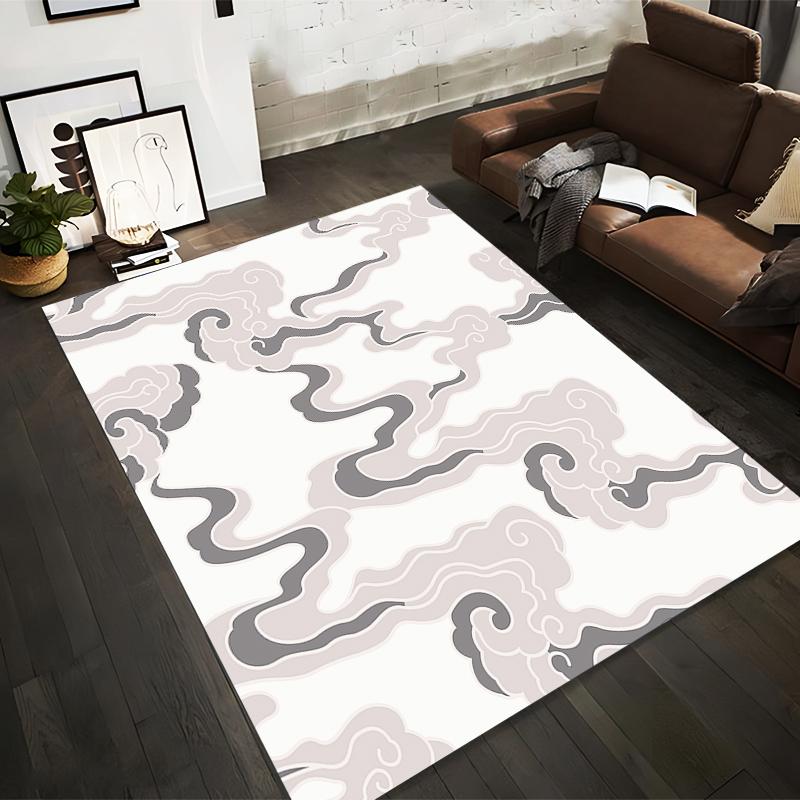 Abstract Gray Cloud Pattern Rug Non-slip rug suitable for living room and bedroom sofas