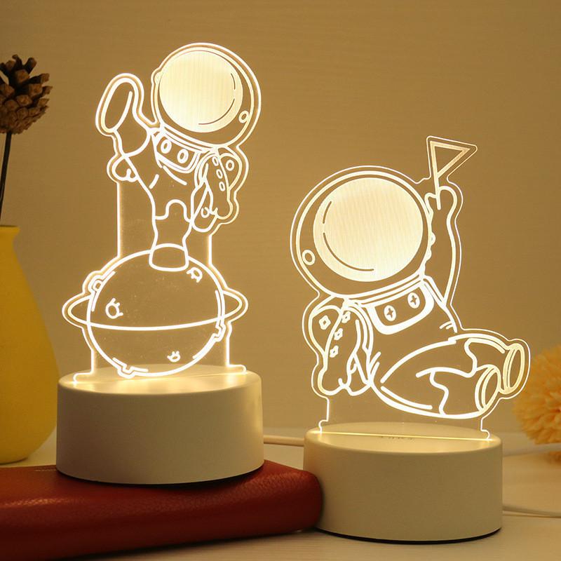 3d Light Creative Holiday Gift Bedroom Cartoon Bedside Lamp Usb Straight Plug
