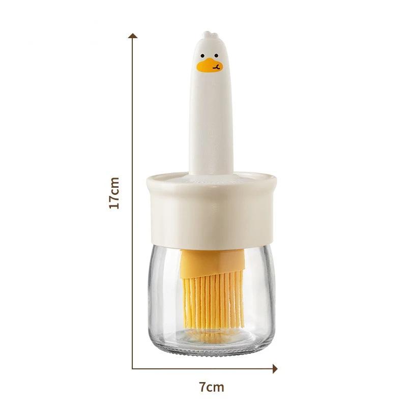 Cute Duck Oil Brush Silicone Temperature Resistant Integrated Oil Brush Bottle Barbecue Cooking BBQ  Kitchen Gadget Accessories