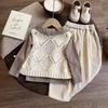 Girls' Knitted Vest Set Autumn Fashionable Retro Children's Baby Girl Loose Pants Undercover Set