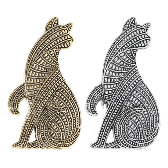 Brooch Pin Cat Shape Retro Style Distressed Badge Wear-Resistant Rust-Proof Suit Lapel Badge Clothing Decoration