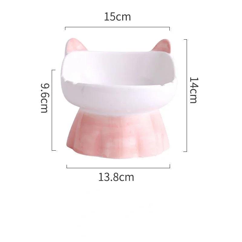 

New Ceramic Cat Bowl Protects Cervical Vertebra from Overturning, Oblique Opening High Foot Food Bowl Pet Supplies XS розовый