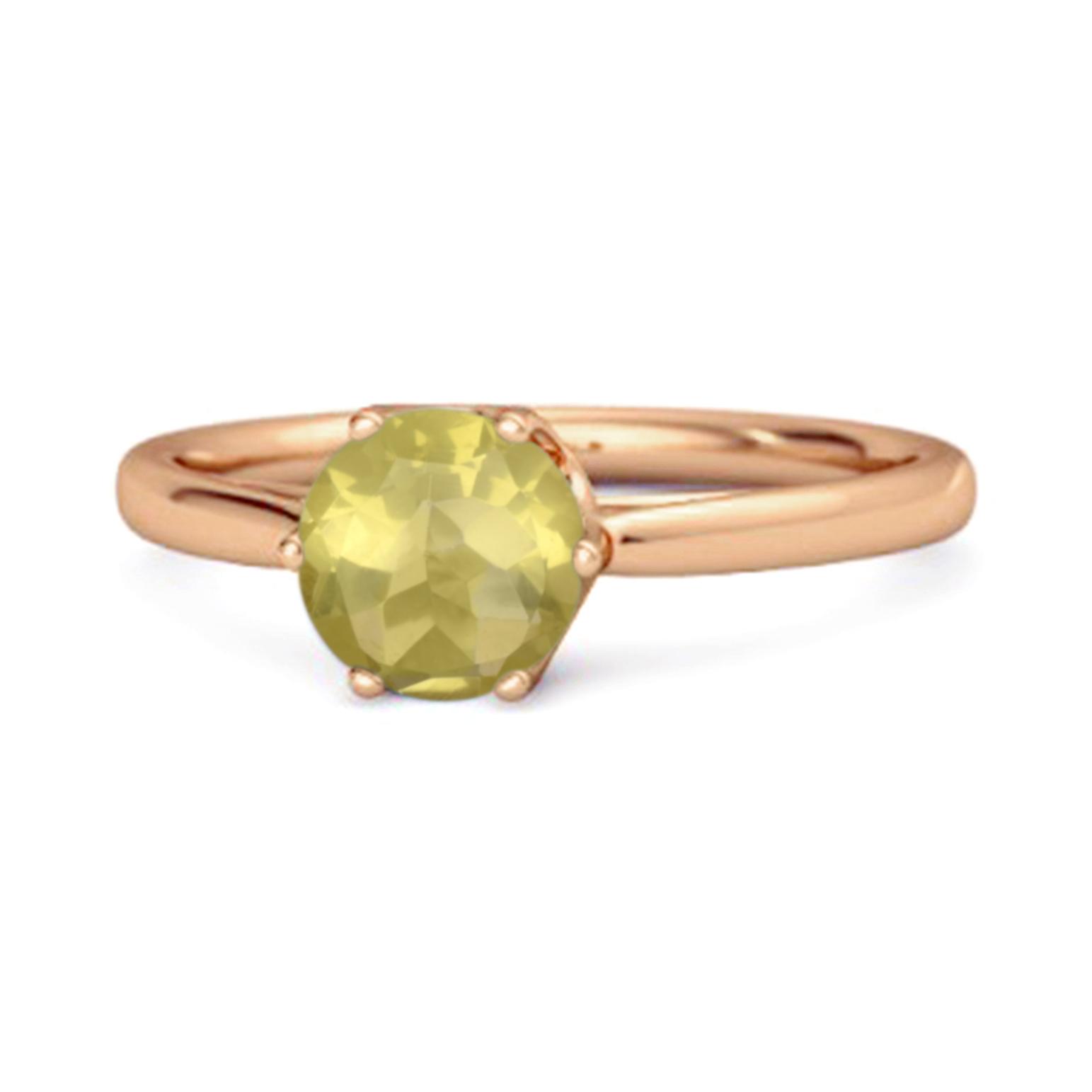 

Lemon Quartz Minimalist Solitaire Ring - 925 Sterling Silver Rose Gold Vermeil 11.5 рожевий колір золота