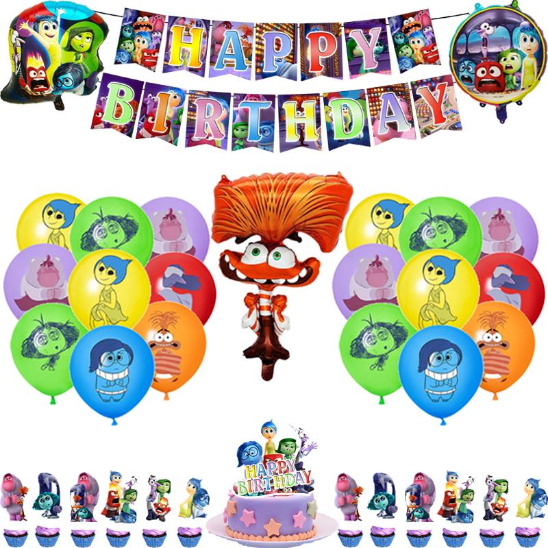 Inside Out 2 Decorațiuni Petrecere de Ziua de Naștere Temă Desen Animat Kit Veselă Baloane Bucurie Tristețe Accesorii Copii Băiat Fată Cadou Jucării