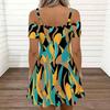 Women Shoulder Strap Plus Size Dress Elegant Floral Printed Loose Summer Vacation Dress