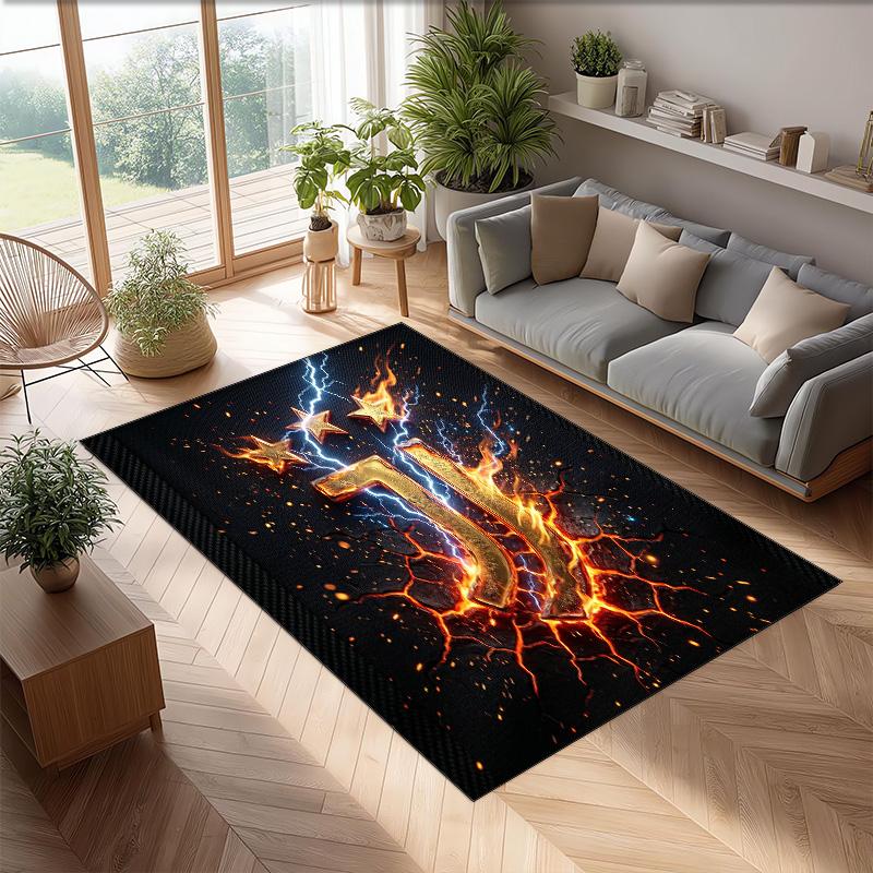 Juventus FC bedruckter Flanell-Teppich rutschfest weicher Polyester-Bodenbelag Indoor-Dekormatte für Schlafzimmer Wohnzimmer Sofa