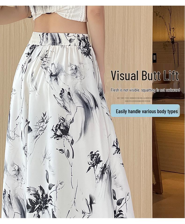 2025 Summer High Waist Women's Slimming Loose Fit Culottes - Petite Draping Wide-Leg Pants