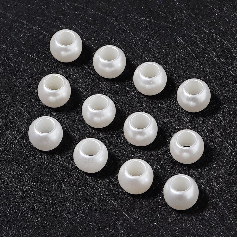 30-200pcs 8 10 12 16mm ABS Imitation Pearl Big Hole Beads Plastic Acrylic Spacer Bead For Jewelry Making Diy Bracelet Necklace