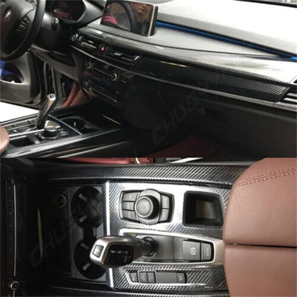 5D Glossy For BMW X5 F15 2014 2015 2016 2017 2018 CarbonFiber Interior Sticker