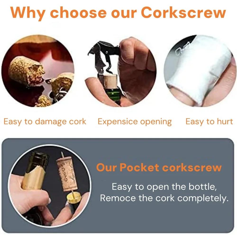 Portable Lipstick Shape Wine Opener, Air Pressure Corkscrew with Wine Stopper Needle Type Cork Ejector for Red White Wine Bottle